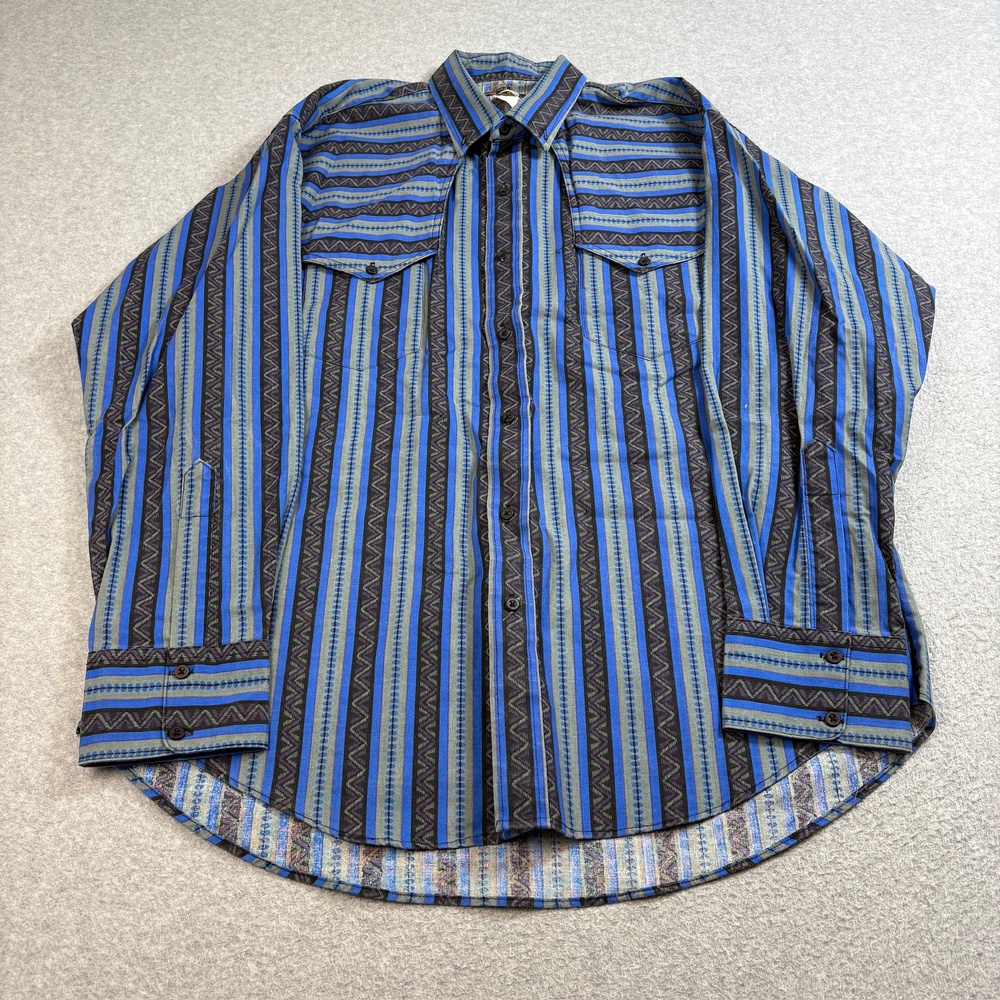 Vintage Ruddock Bros Shirt Mens XL Western Aztec Stripe Pearl Snap 90s Southwest